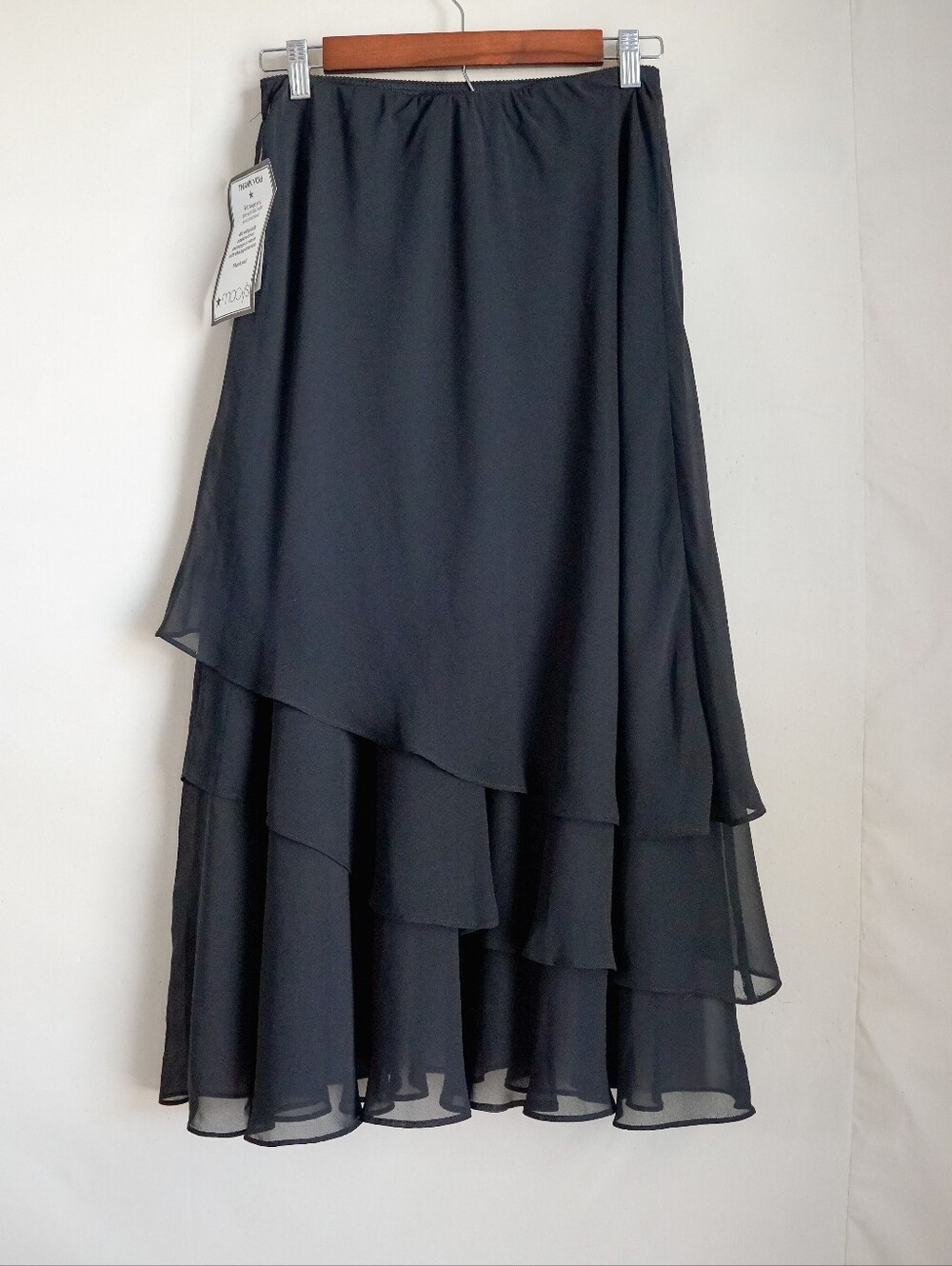 Alex Evenings Black Layered Chiffon Maxi Skirt Size Small NWT Asymmetrical